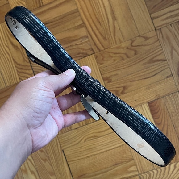 Brighton Black Leather Belt with Silver Detailing - Picture 5 of 8